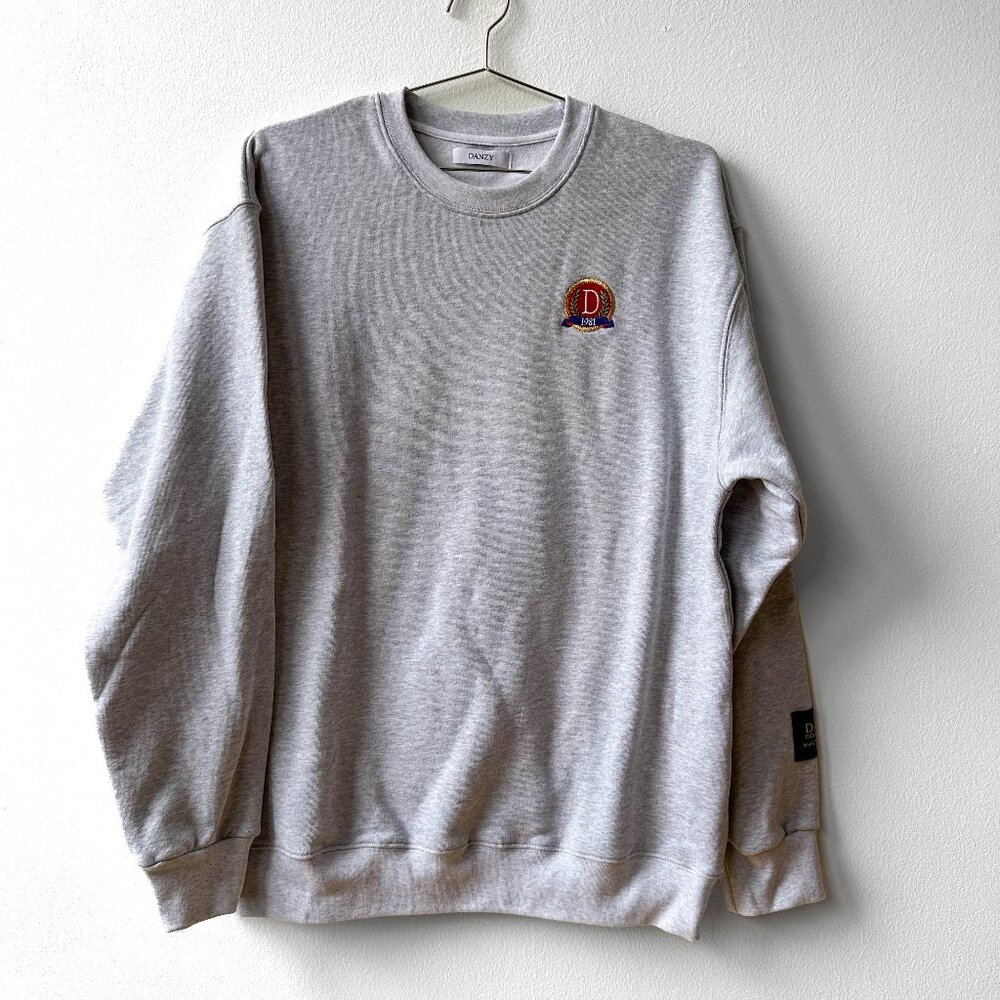Danzy Grey Embroidered Crest Sweatshirt - XL